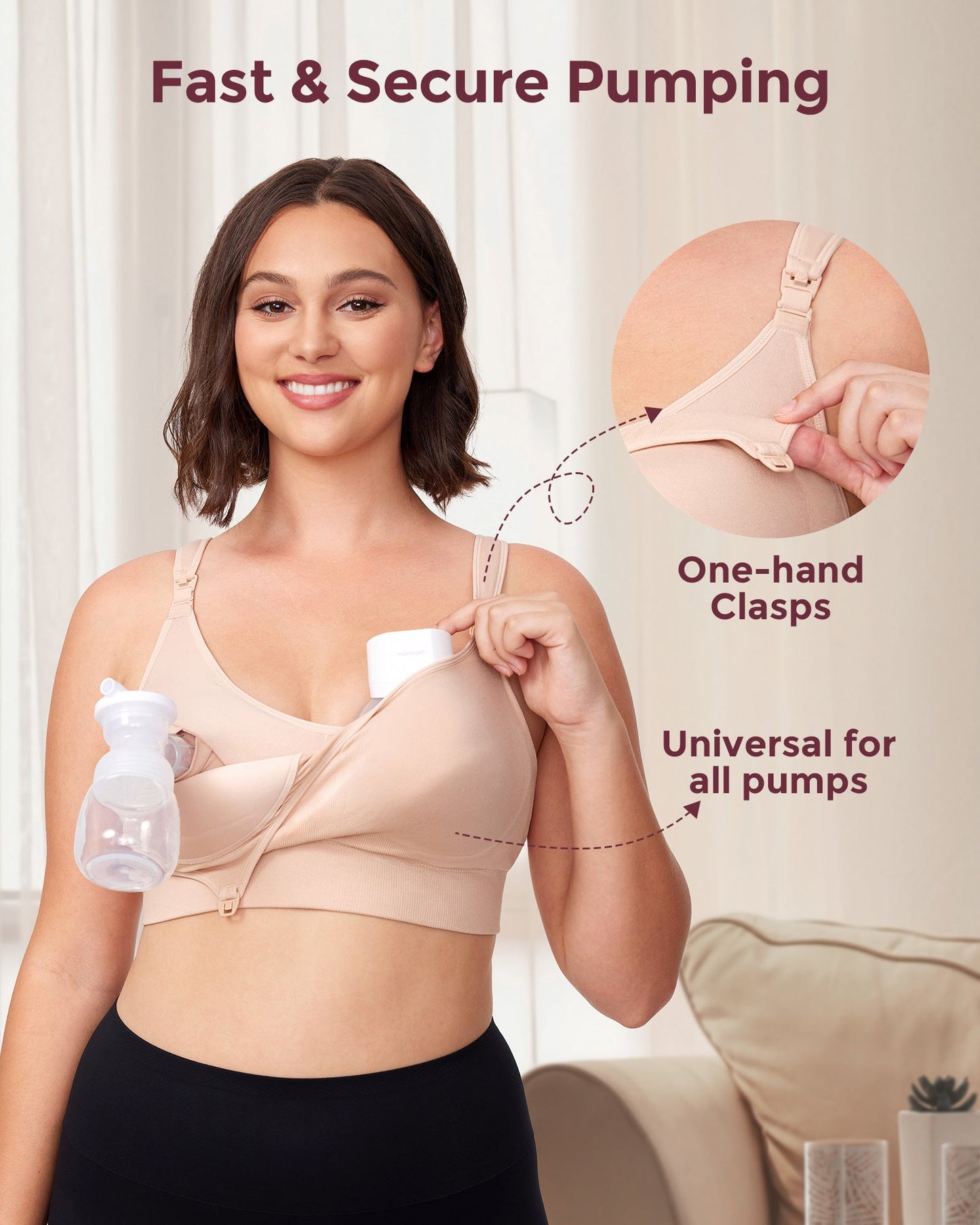 littlehex Hands-Free Pumping Bra All-in-One with Fixed Padding