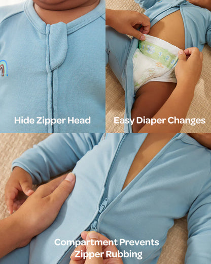 Momcozy Boy Girl Baby Pajamas - Newborn Sleepers - Blue & Grey