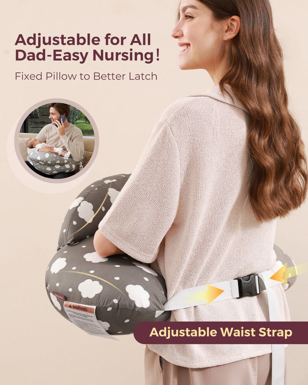 Multifunctional and Adjustable Nursing Pillow - Light Pink