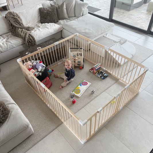 LittleHex  Customizable Natural Wood Playpen for Babies & Toddlers