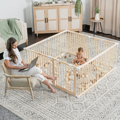 LittleHex  Customizable Natural Wood Playpen for Babies & Toddlers